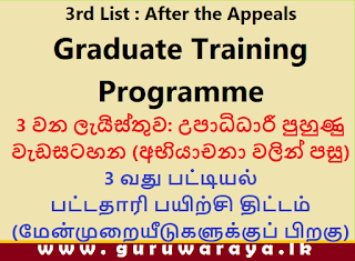 3rd List : Graduate Training Programme (After the Appeals)