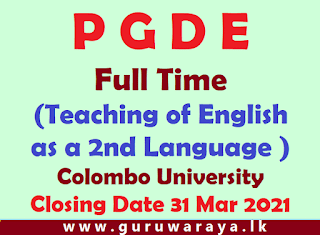 PGDE (Teaching of English as a Second Language ) : Colombo University