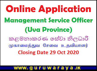 Online Application : Management Service Officer (Uva Province)