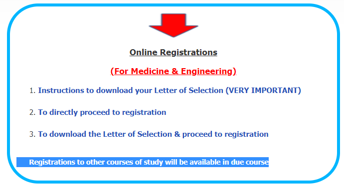 University Registration : Message from UGC