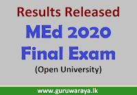 Results Released : MEd 2020 Final Exam (Open University)