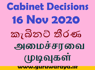 Cabinet Decisions : 16 Nov 2020